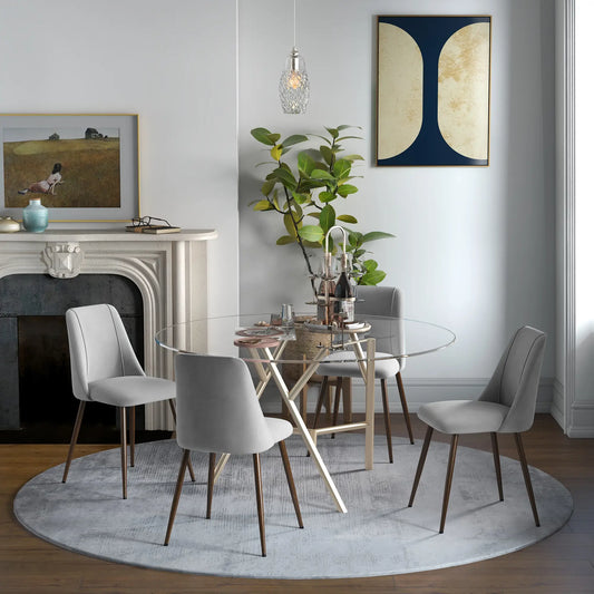 Upholstered Dining Chairs Set of 4, Velvet Accent, Grey Bar Stools Grey, Brown Wood Grain at Gallery Canada