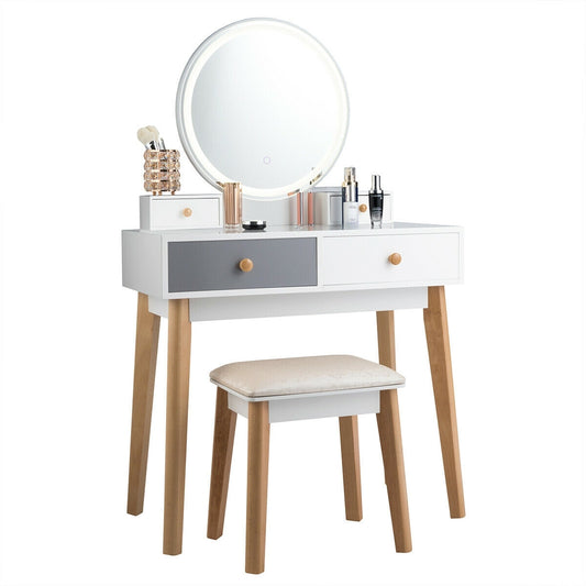Makeup Dressing Table With 4 Drawers, Lighted Mirror, White Makeup Vanities White at Gallery Canada