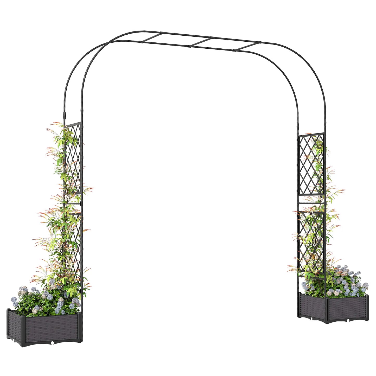 Garden Arch Trellis Arbor With 2 Planter Boxes, 109.4" x 15.7" x 86.6", Black Garden Arches at Gallery Canada