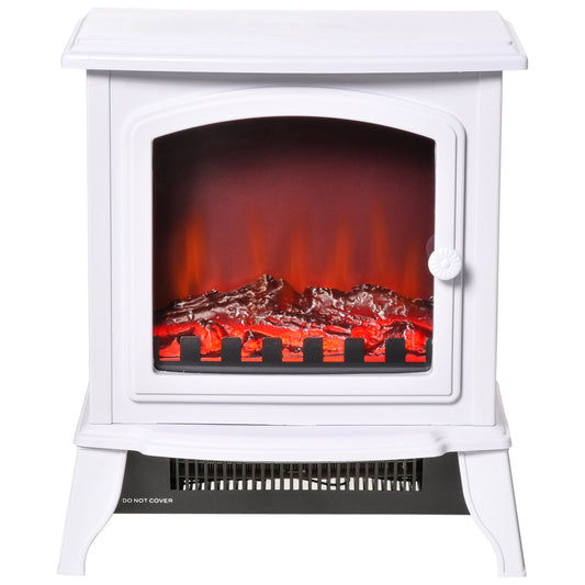 Electric Fireplace Heater, Freestanding Fireplace Stove with Realistic Flame Effect, Overheat Safety Protection, 750W/1500W, White at Gallery Canada