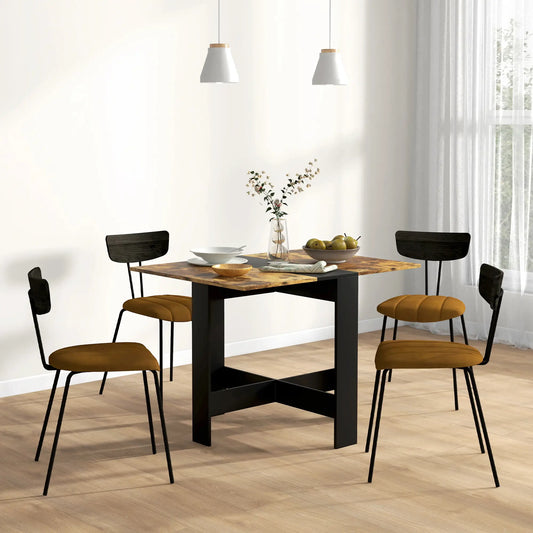 Drop Leaf Dining Table, Wood Folding Table, Black, Rustic Brown Bar Tables & Dining Tables Rustic Brown and Black at Gallery Canada