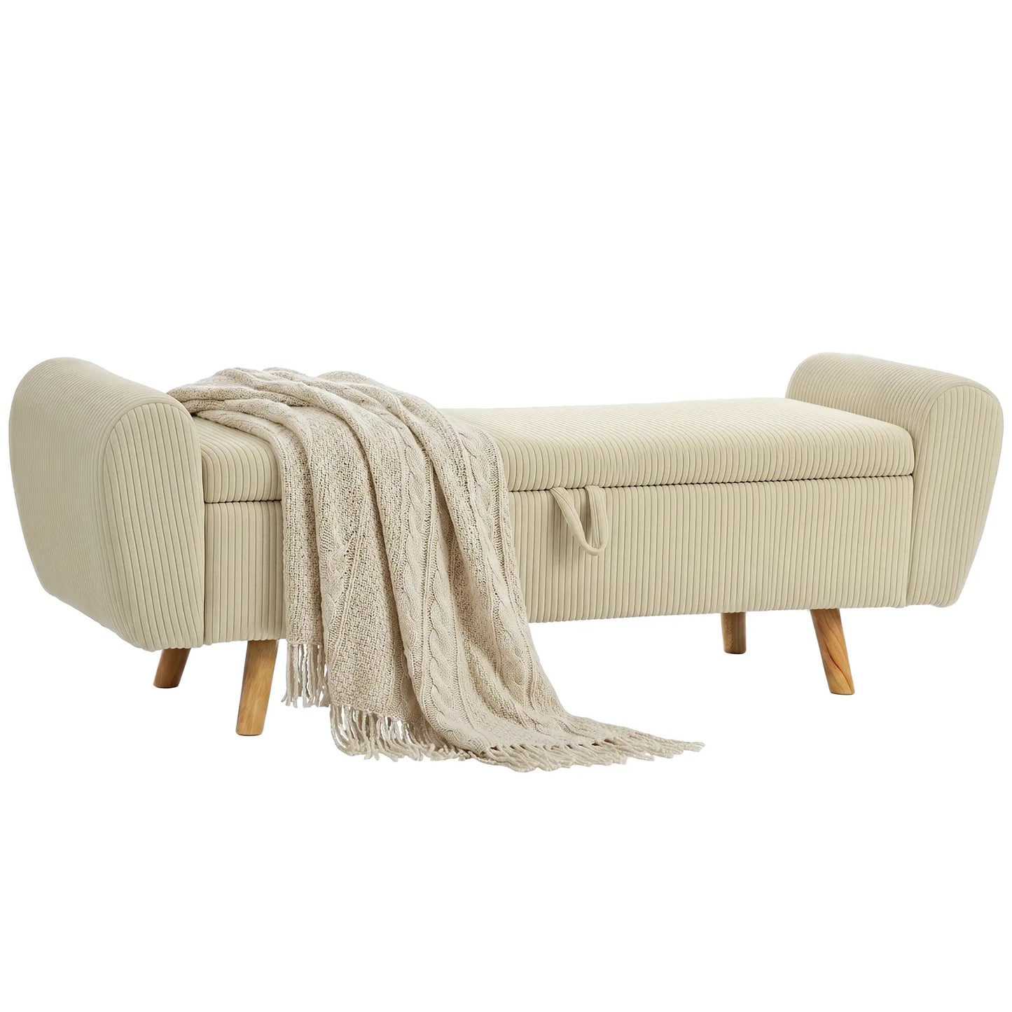 Corduroy Storage Ottoman Bench, 59", Beige Storage Ottomans & Benches at Gallery Canada