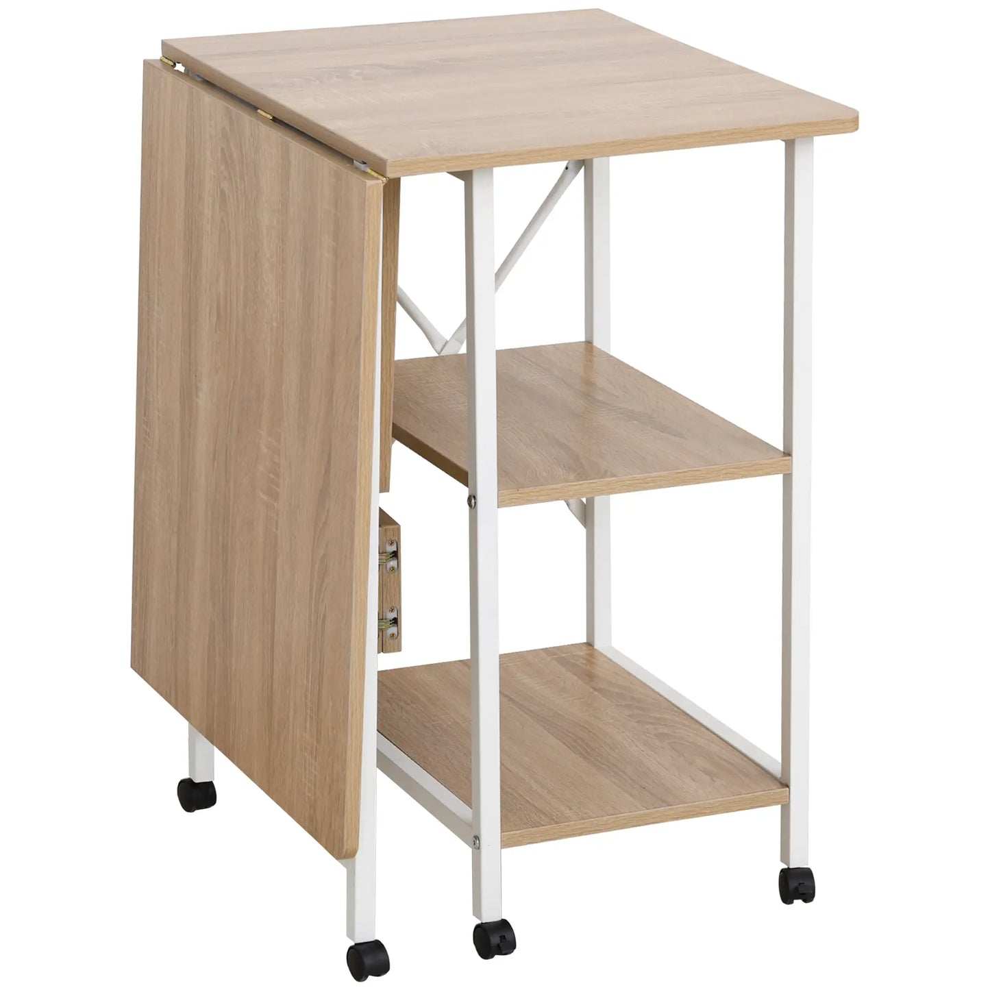 Folding Computer Desk with Storage, Study Writing Table, 6 Wheels, Natural Writing Desks at Gallery Canada