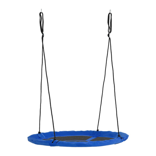 43.25" Saucer Swing Giant Hanging Tree Swing, Nest Web Rope Seat, Adjustable Hanging Ropes for Indoor Outdoor Children 3-12 Years Old, Blue - Gallery Canada