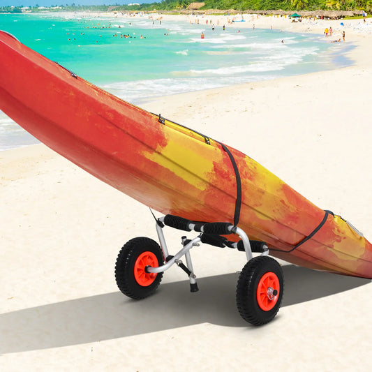 Kayak Cart Dolly, Flat-Free Wheels, Aluminum Frame, Folding, Silver Kayak Carts Silver, Black, Red at Gallery Canada