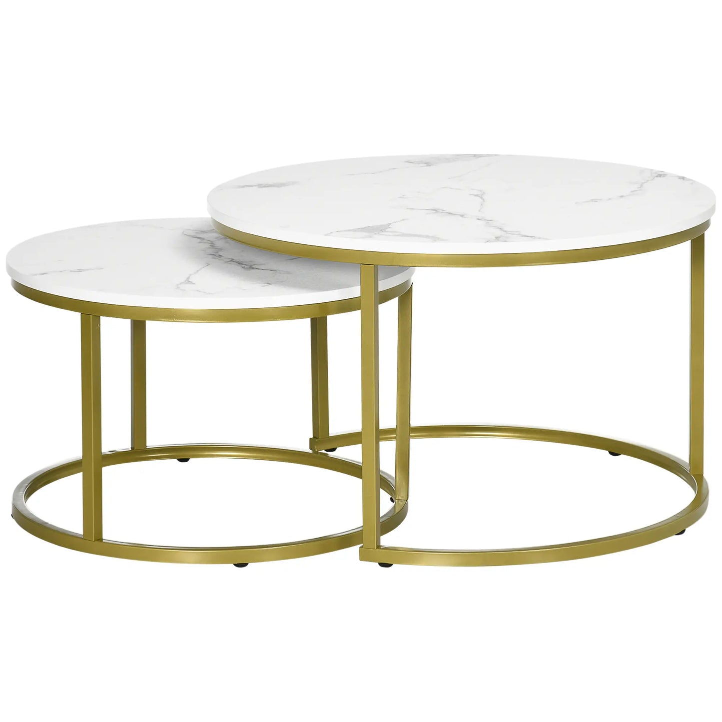 29" Round Nesting Tables, Set of 2, Modern Side Tables, White Coffee Tables at Gallery Canada