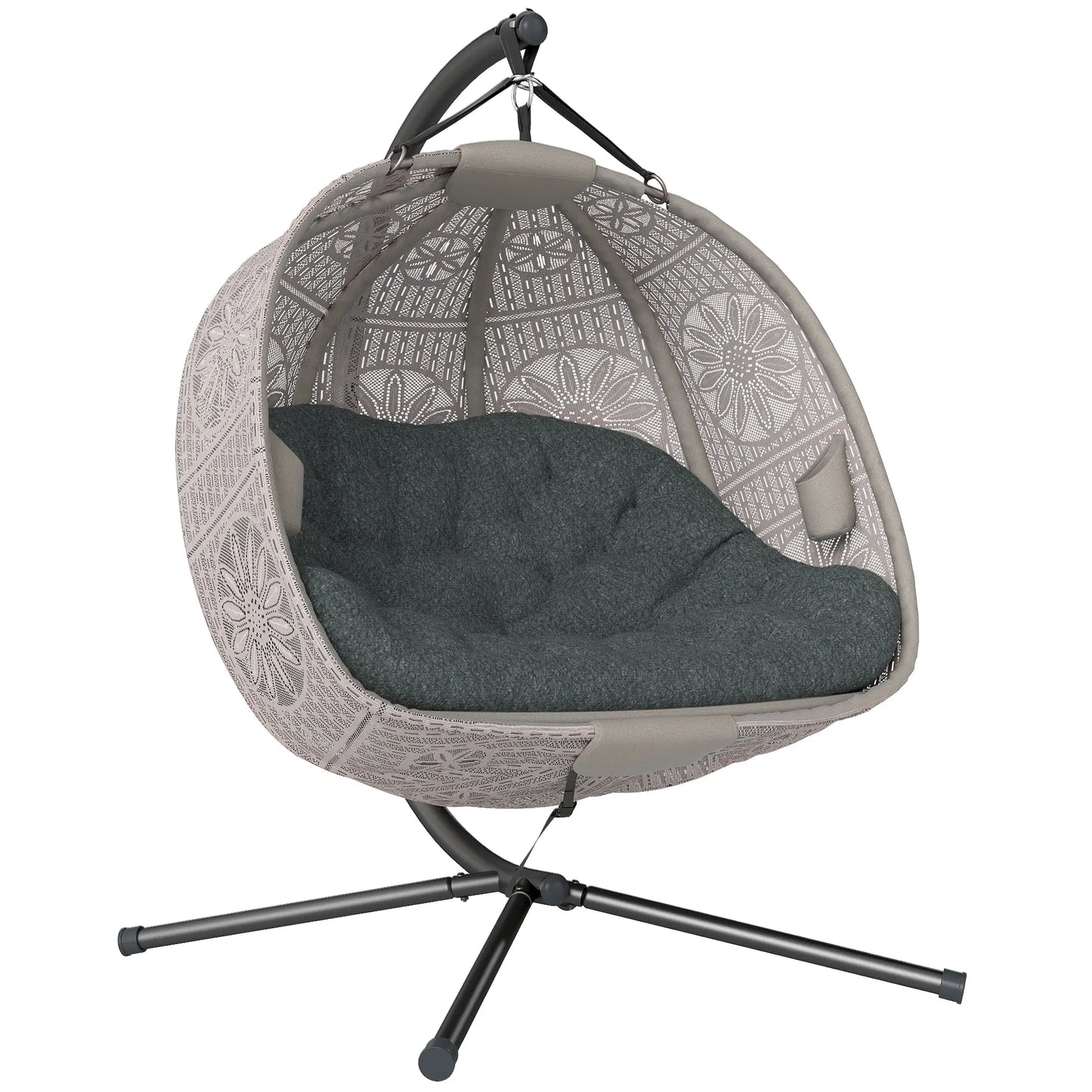 Hanging Egg Chair With Stand, Dark Grey Patio Swings with Stand at Gallery Canada