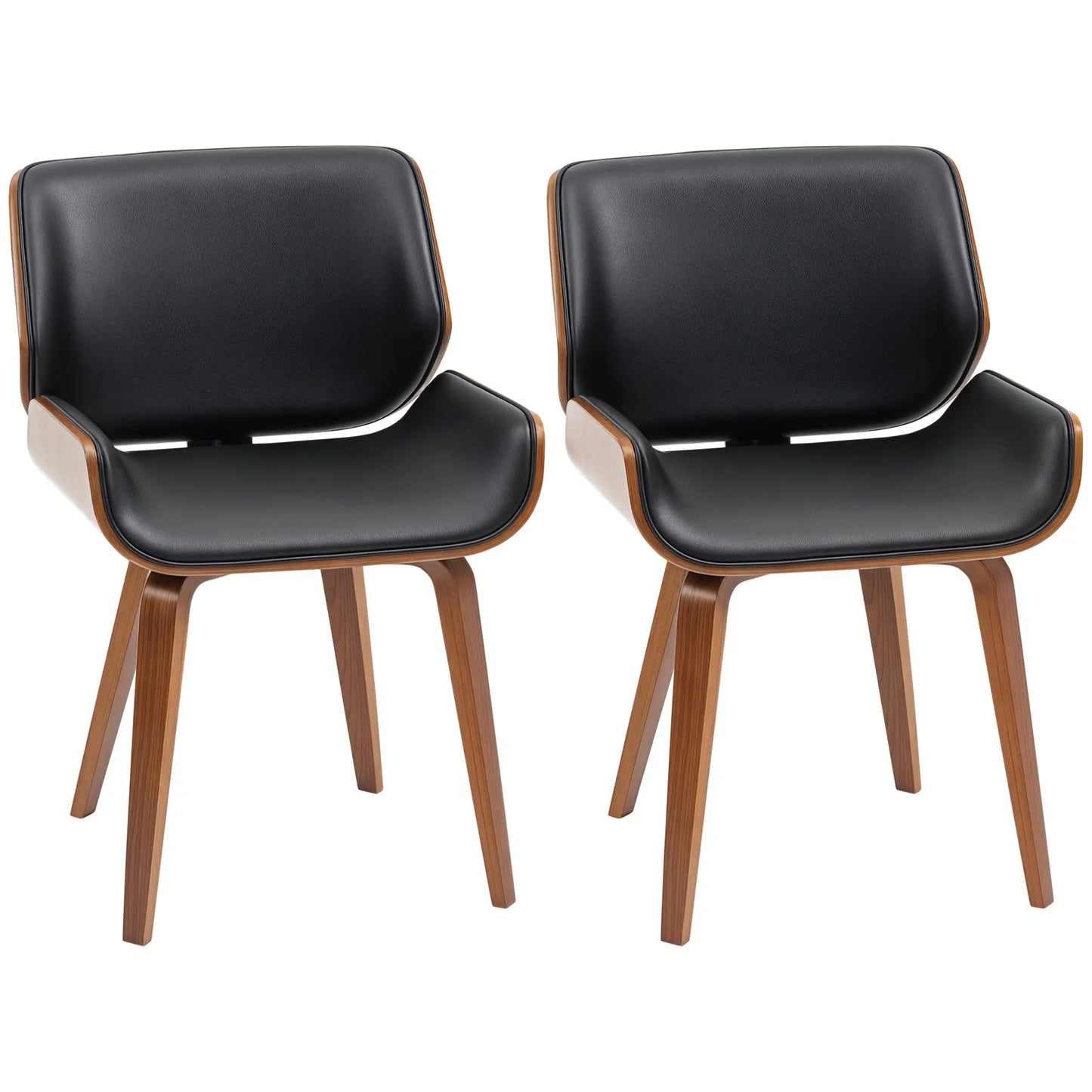 PU Leather Dining Chairs Set of 2, Upholstered Seats, Solid Wood Legs, Black Dining Chairs at Gallery Canada