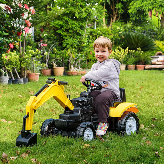 Kids Ride on Tractor, Pedal Excavator Toy for 3 Year Old, Yellow Toy Excavators Yellow at Gallery Canada
