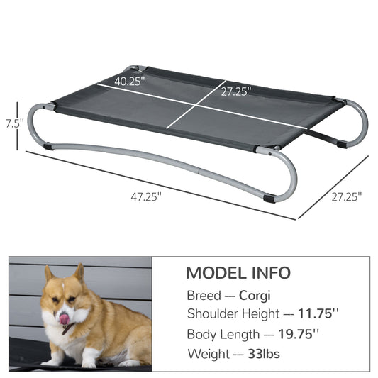 Elevated Dog Bed, Pet Cot, Steel Frame and Breathable Mesh Surface, for Extra Large Dogs, Indoor or Outdoor Use, Grey - Gallery Canada