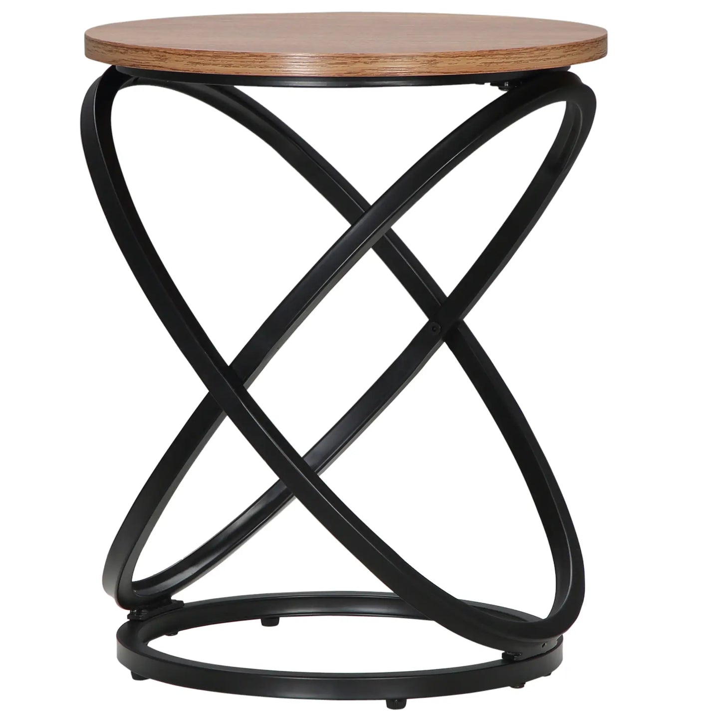 Industrial Round End Table, Steel Frame, 15.7"x15.7"x19.7", Light Brown Coffee Tables at Gallery Canada