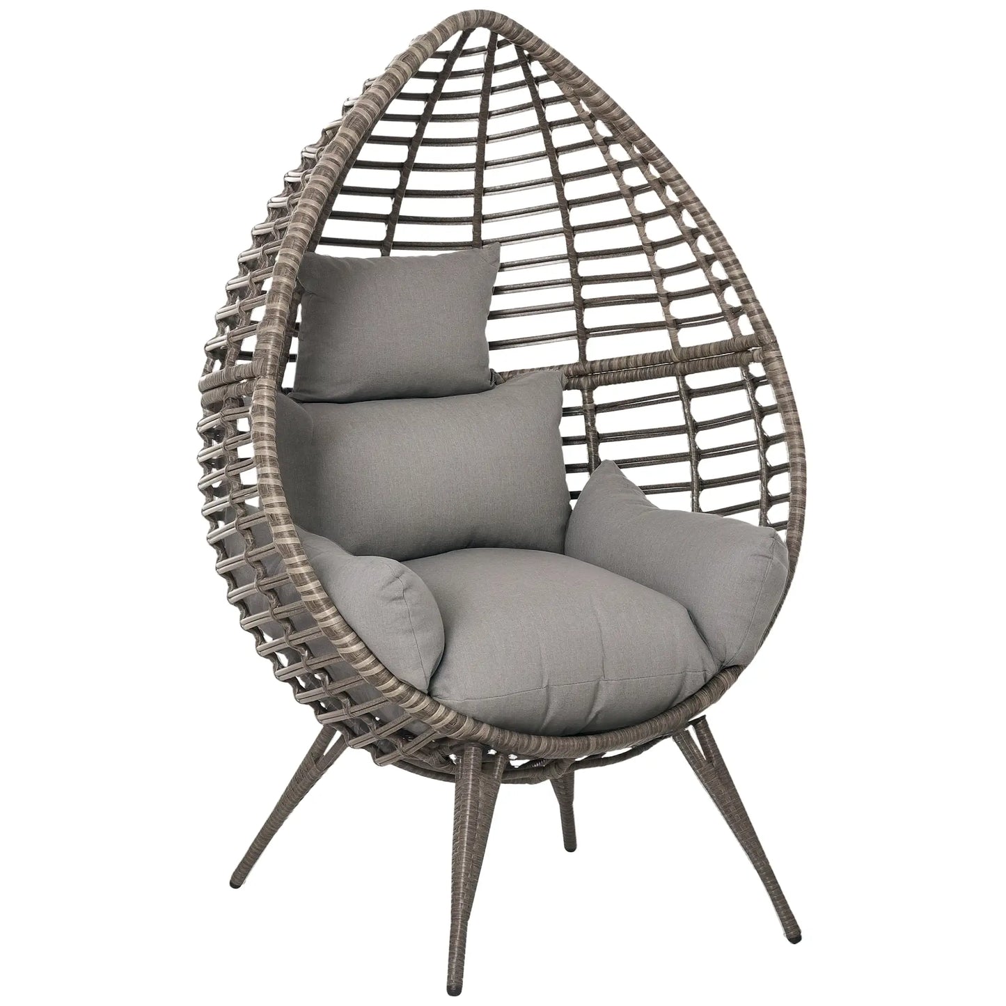 Rattan Chair with Cushion, Wicker Egg Lounge, Light Grey Patio Chairs at Gallery Canada