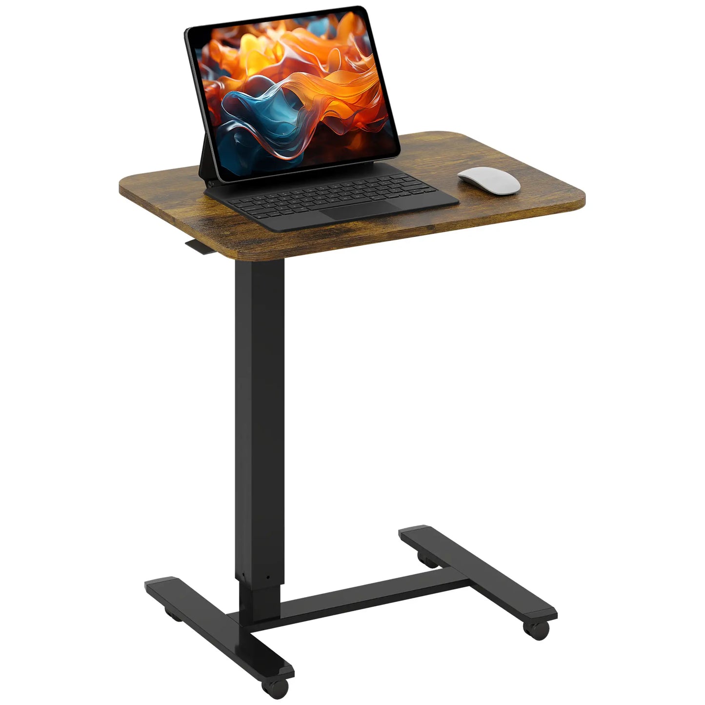 Pneumatic Standing Desk, Adjustable Height, 43 Inch, Rustic Brown Office Desks & Work Stations at Gallery Canada