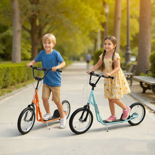 Kids Kick Scooter, 5+ Years, 16'' Inflatable Wheel, Dual Brakes, Blue Scooters Blue at Gallery Canada