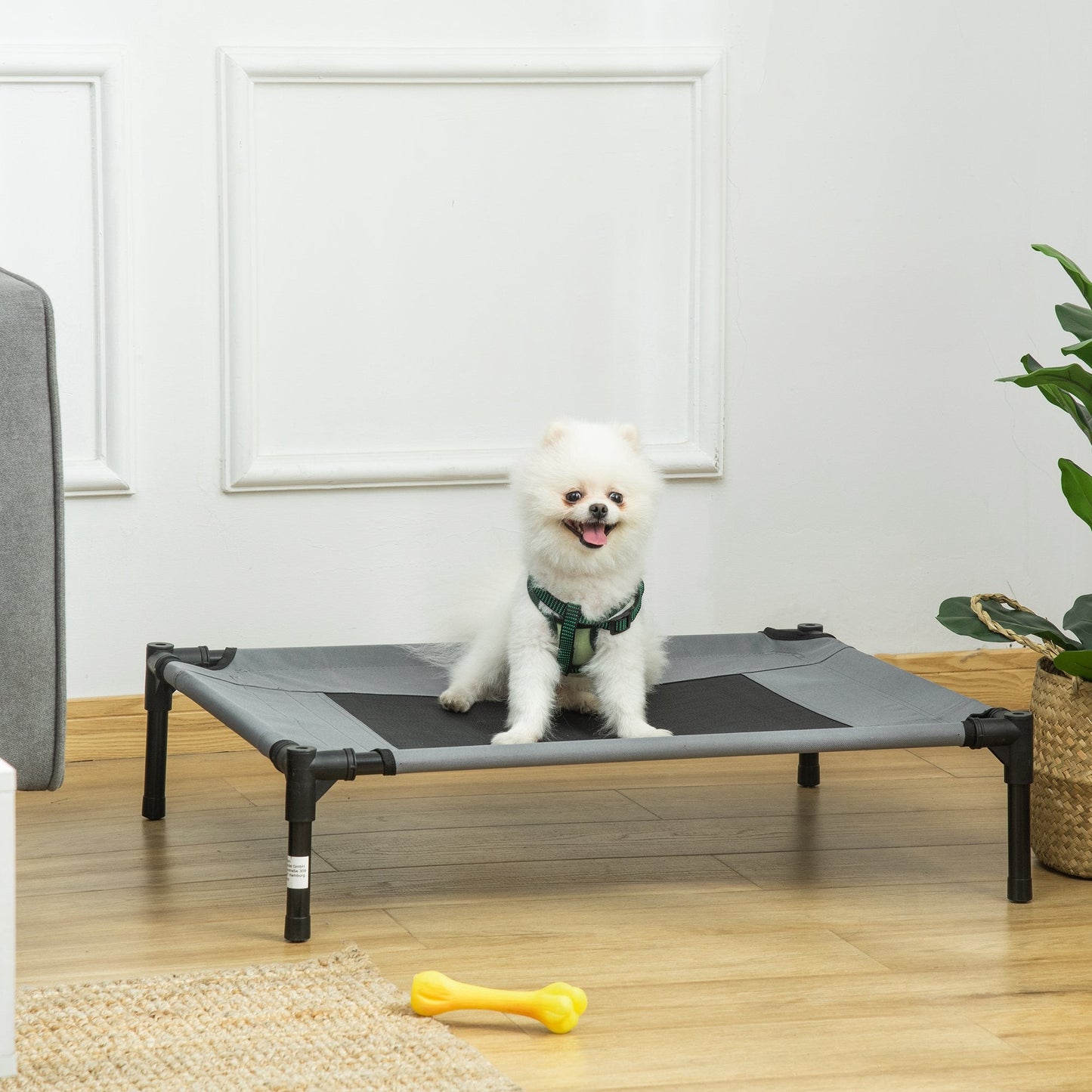 Elevated Dog Bed with Canopy, Portable Raised Dog Cot for M Sized Dogs, Indoor &; Outdoor, 30" x 24" x 29", Grey at Gallery Canada