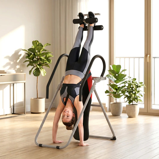 Inversion Table, Heavy Duty Folding Inversion Table with Adjustable Ankle Lock and Safety Belt for Pain Relief Therapy Strength Training Equipment Red at Gallery Canada