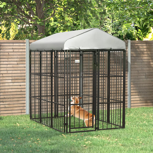 Galvanized Steel Outdoor Dog Kennel, Heavy Duty, Black Houses, Kennels & Pens Black, Silver Grey at Gallery Canada