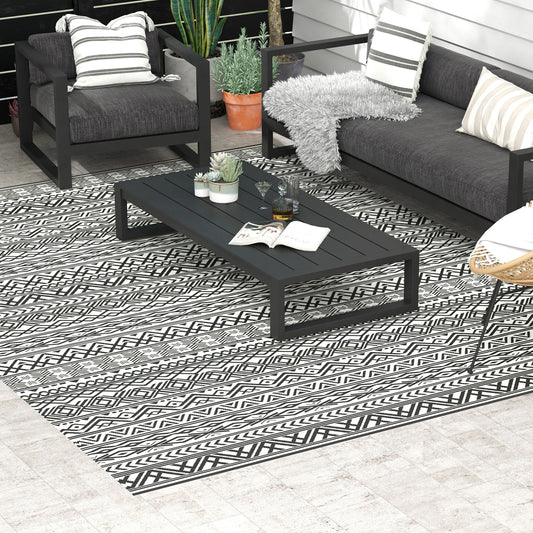 Reversible Outdoor Rug, Waterproof, Plastic Straw, 9' x 12', Grey Cream White Outdoor Reversible Rugs Options at Gallery Canada