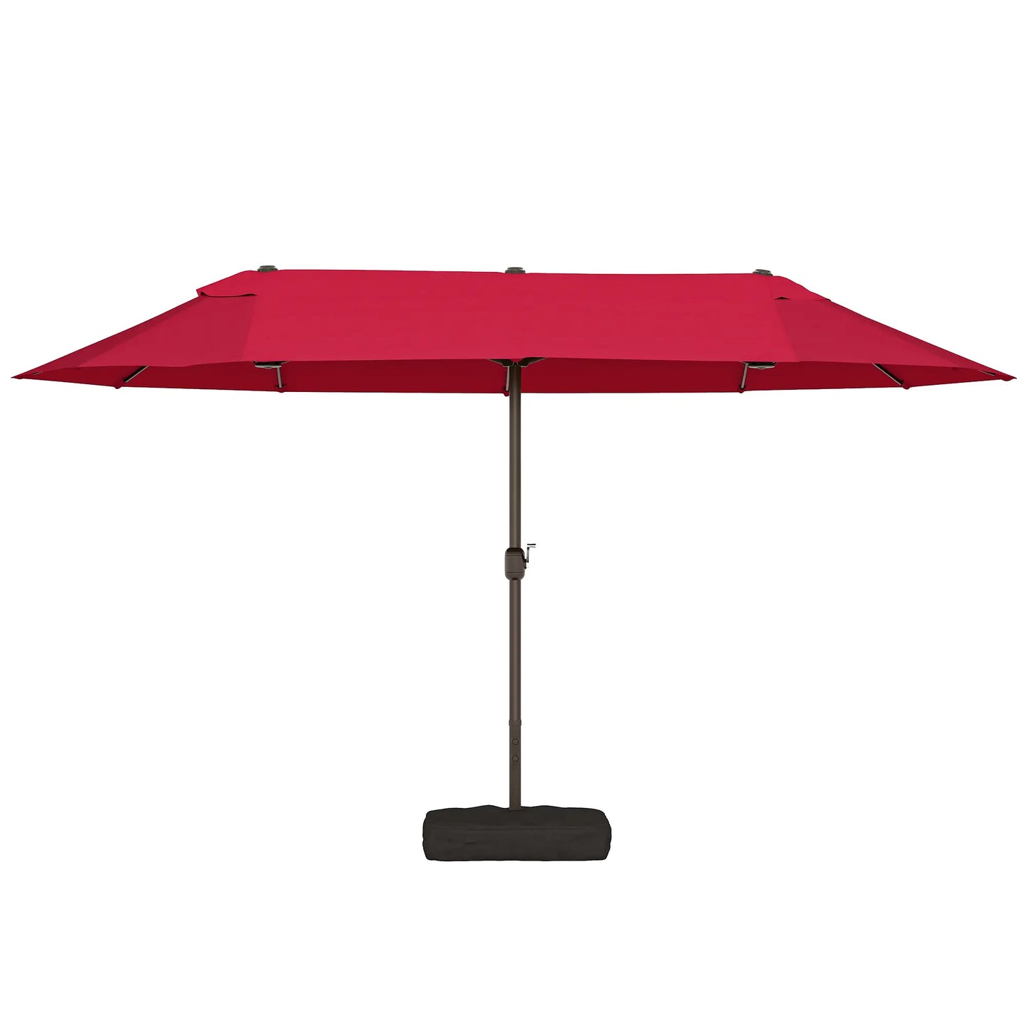 15' Outdoor Patio Umbrella, Twin Canopy Sunshade, Lift Crank, Wine Red Sun Umbrellas at Gallery Canada