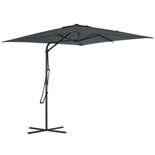 8FT Cantilever Patio Umbrella, Offset Patio Umbrella with Cross Base for Deck, Backyard, Pool and Garden, Hanging Umbrellas, Switch with a Wrench, Dark Gray - Gallery Canada