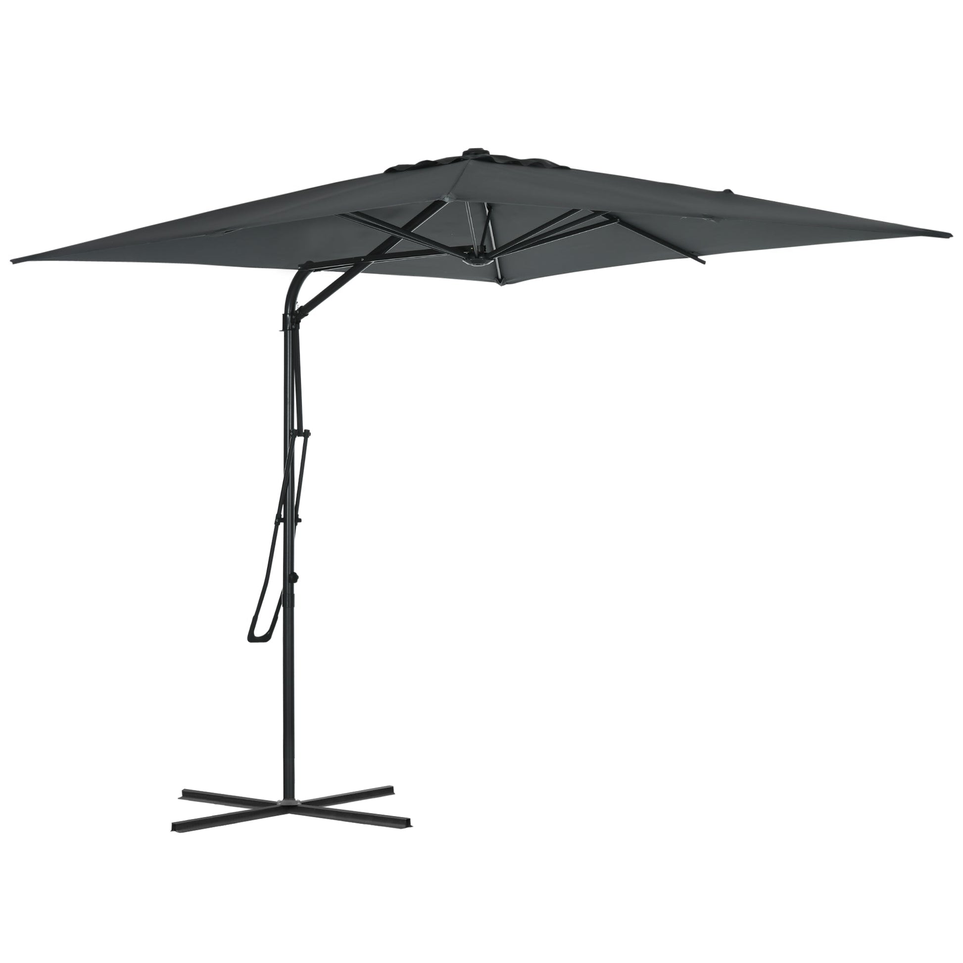 8FT Cantilever Patio Umbrella, Offset Patio Umbrella with Cross Base for Deck, Backyard, Pool and Garden, Hanging Umbrellas, Switch with a Wrench, Dark Gray at Gallery Canada