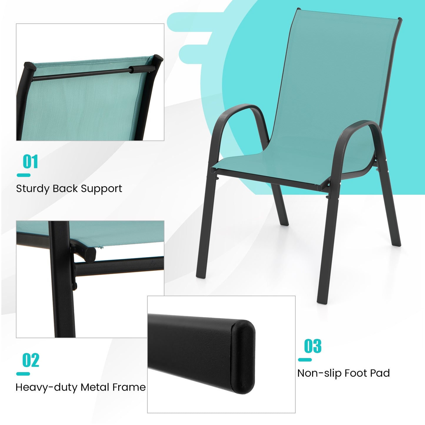 4-Piece Stackable Patio Dining Chairs Set, Blue Patio Dining Chairs at Gallery Canada