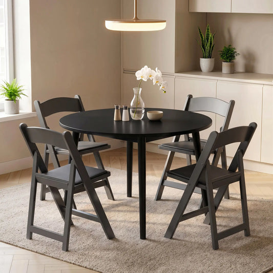 4 Pack Folding Chairs, Foldable Resin Chair with Padded Seat, Portable Indoor Outdoor Seat for Office Events Dining Dining Chairs Black at Gallery Canada