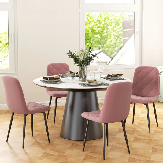 Upholstered Dining Chairs Set of 4, Steel Legs, Modern Kitchen, Pink Dining Chairs Pink at Gallery Canada