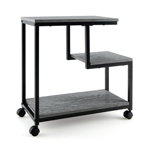3-Tier Side Table with Storage and Universal Casters for Living Room and Bedroom, Black at Gallery Canada