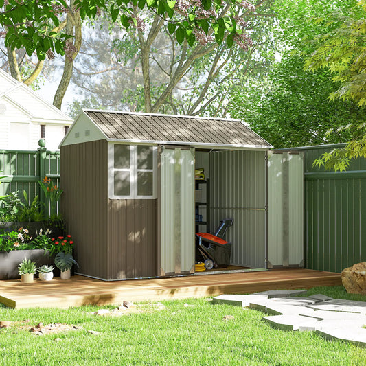 8.5' x 5.5' Metal Garden Shed, Outdoor Storage, Lockable Door, Light Grey Sheds Light Grey at Gallery Canada