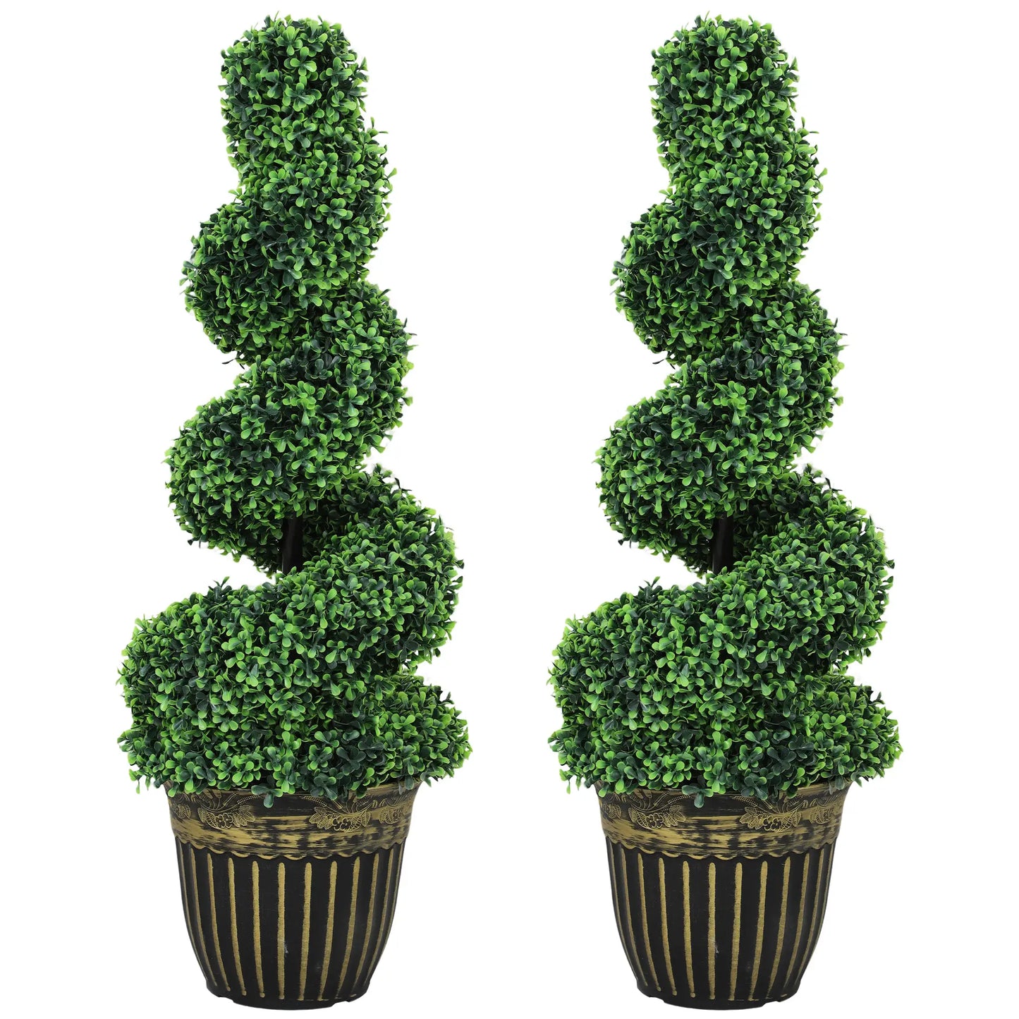 Artificial Topiary Spiral Boxwood Trees, Set of 2 with Pot, 90cm Artificial Trees at Gallery Canada
