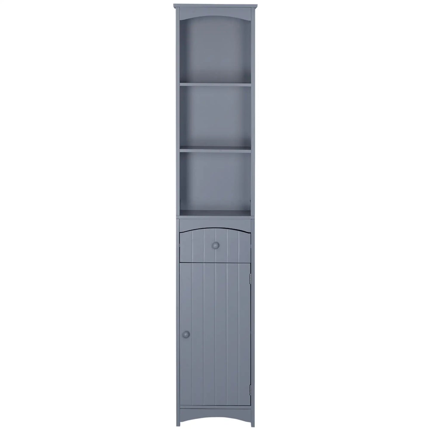 Tall Bathroom Storage Cabinet, 3-Tier Shelves with Drawer, Door, Grey Bathroom Cabinets at Gallery Canada