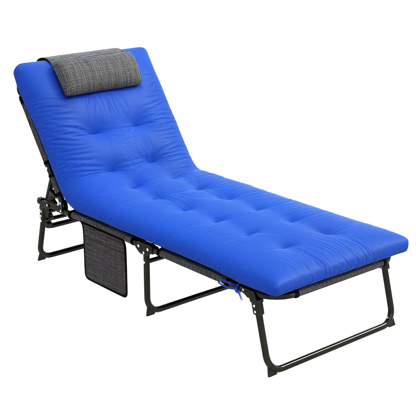 Folding Lounge Chair, 4-Level Reclining Back, Cushion, Blue Lounger Chairs at Gallery Canada