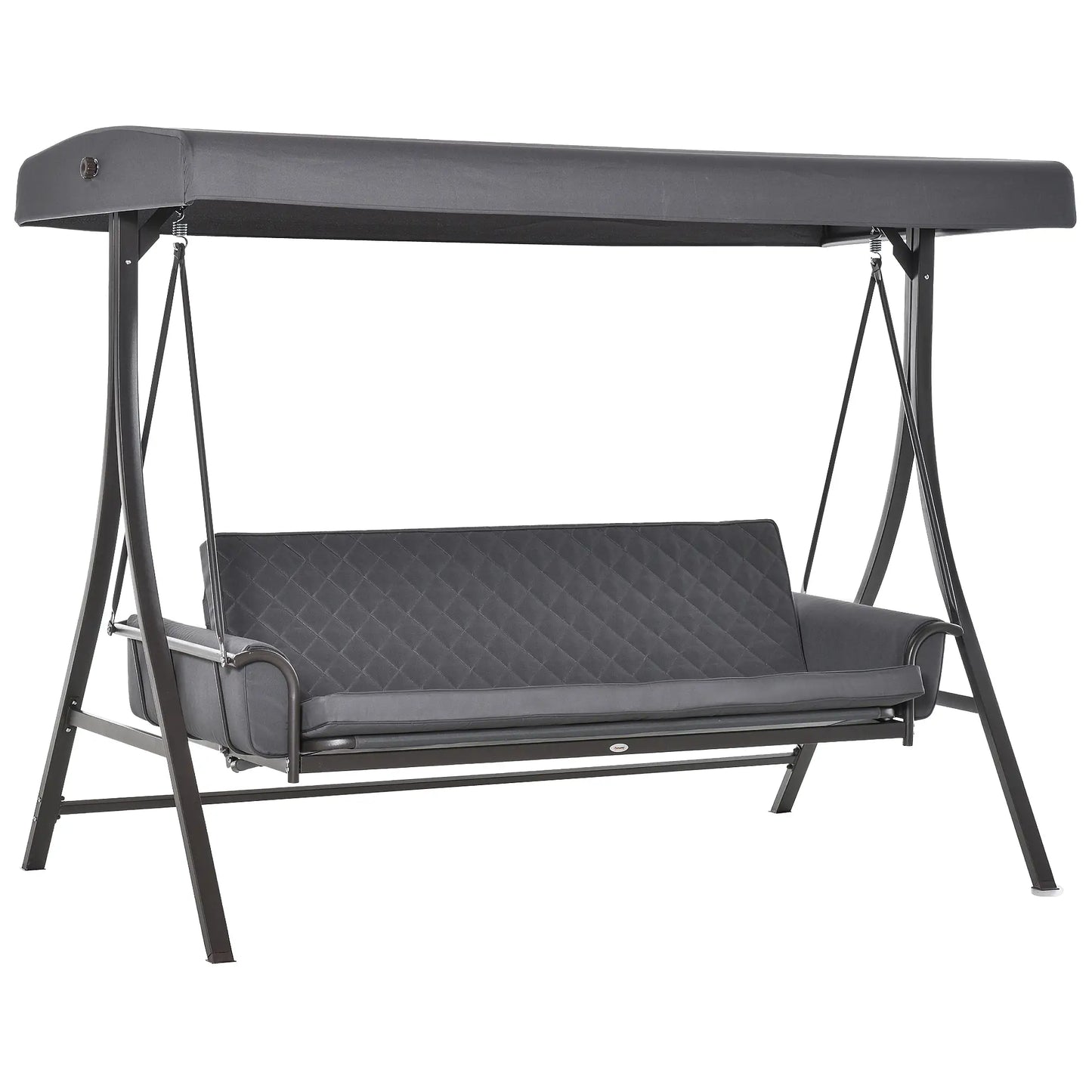 3 Person Porch Swing Bench, Adjustable Canopy, Cushions, Pillows, Dark Grey Porch Swings with Canopy at Gallery Canada