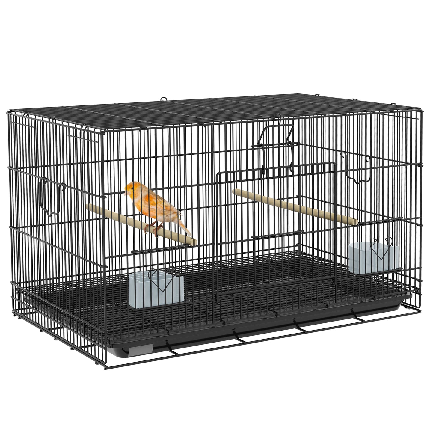 30" Birdcage for Canaries, Lovebirds Finches, Budgie Cage with Removable Tray, Bottom Mesh Panel, Wooden Perches, Food Containers at Gallery Canada