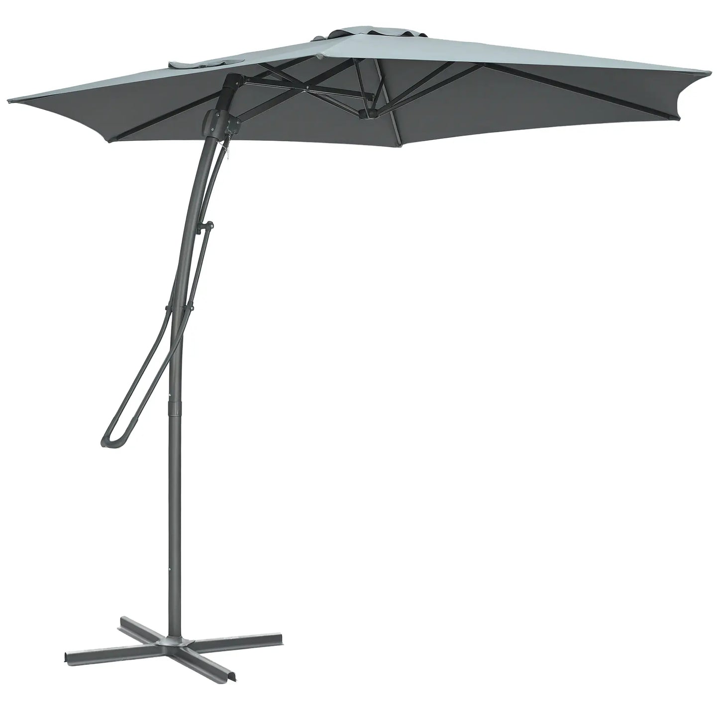 10ft Cantilever Patio Umbrella, Crank Handle, Cross Base, Dark Grey Sun Umbrellas at Gallery Canada