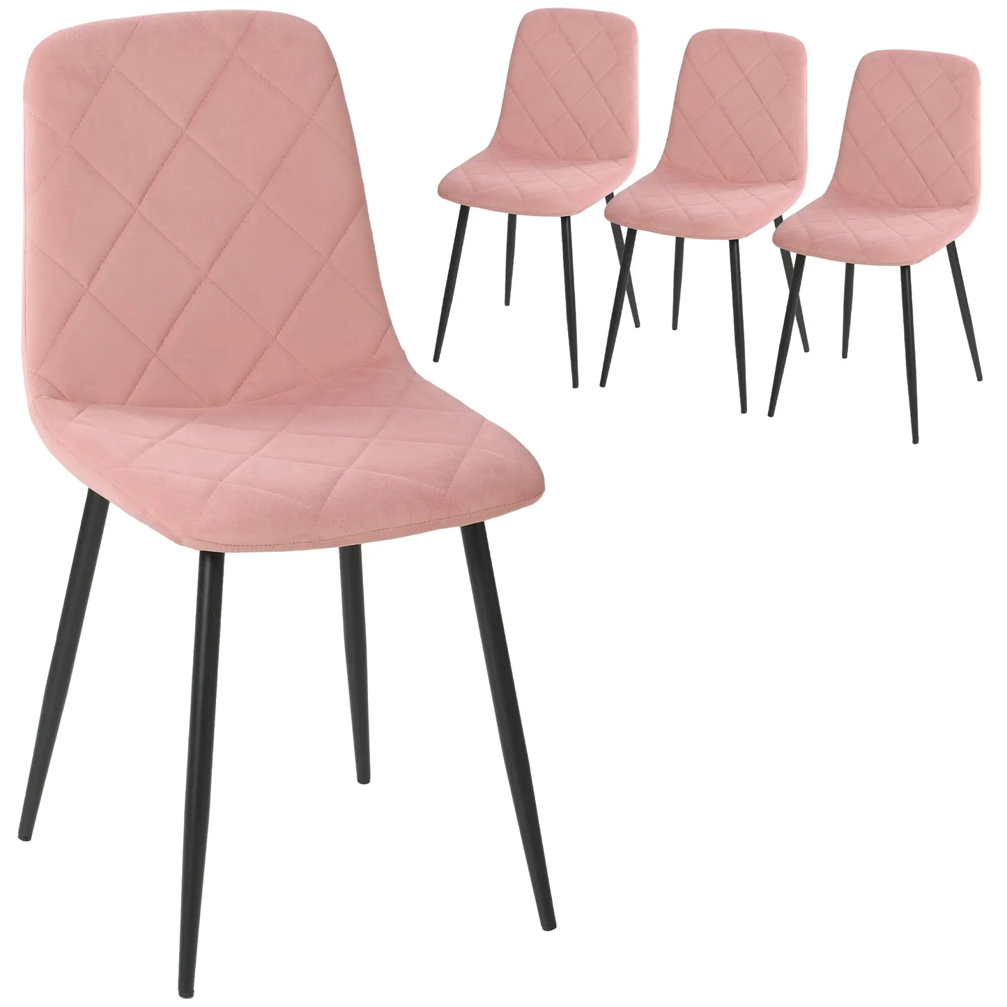 Upholstered Dining Chairs Set of 4, Steel Legs, Modern Kitchen, Pink Dining Chairs at Gallery Canada