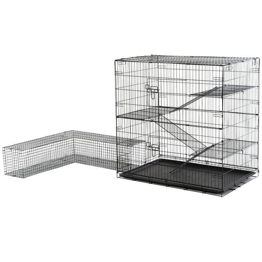 Small Animal Cage Pet Play House w/ Platform Ramp Removable Tray Wire Enclosure - Gallery Canada