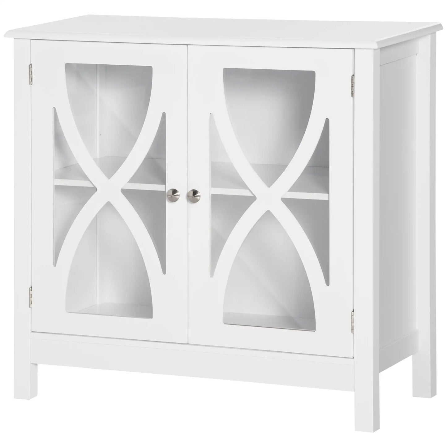 Glass Door Buffet Cabinet, Adjustable Shelf, 60cm, White Bar Cabinets at Gallery Canada