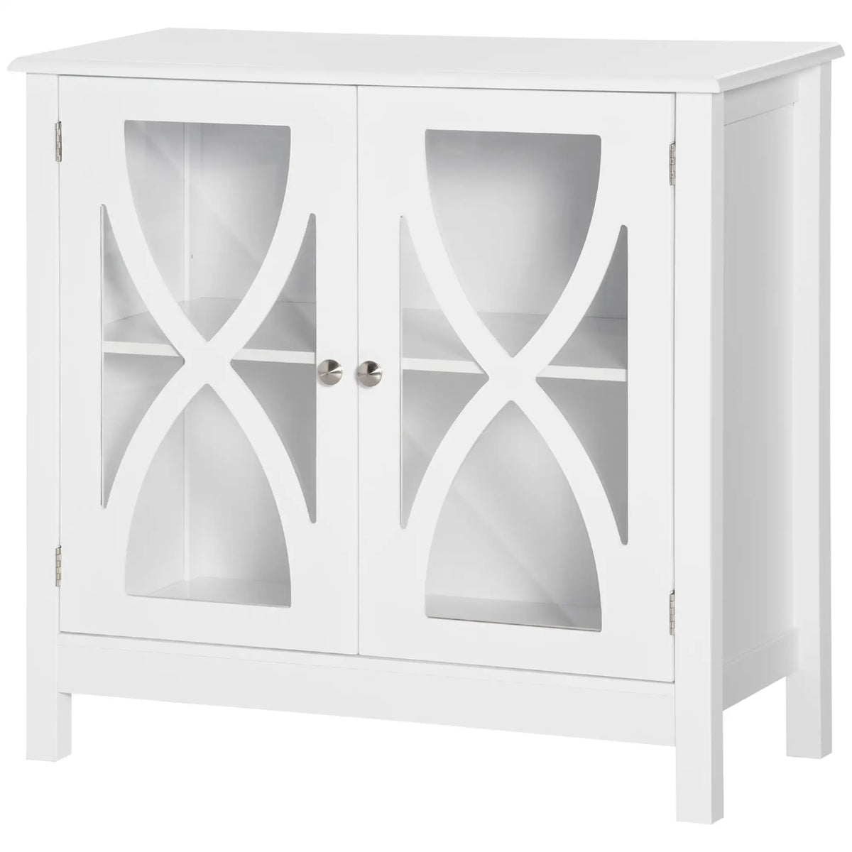 Glass Door Buffet Cabinet, Adjustable Shelf, 60cm, White Bar Cabinets at Gallery Canada