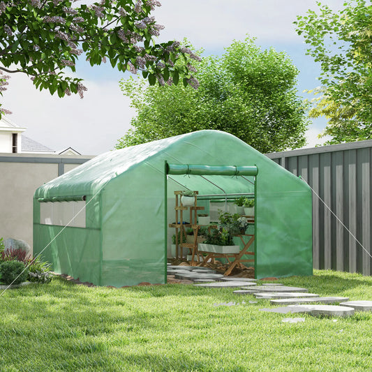 Walk-in Tunnel Greenhouse, Galvanized Steel Frame, 13' x 10' x 6.5', Green