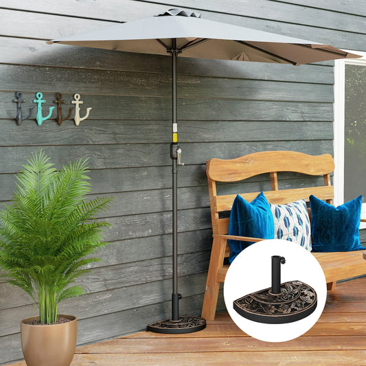 20 lbs Half Round Patio Umbrella Base, 20", Outdoor Resin Stand, Bronze Umbrella Bases Bronze at Gallery Canada