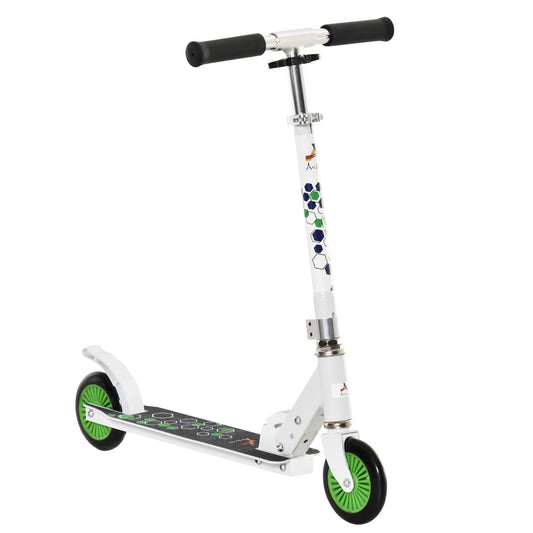 Youth Kick Scooter One-Click Foldable Teens Ride On Toy with Adjustable Handlebar Rear Brake for Boys and Girls Aluminium White - Gallery Canada