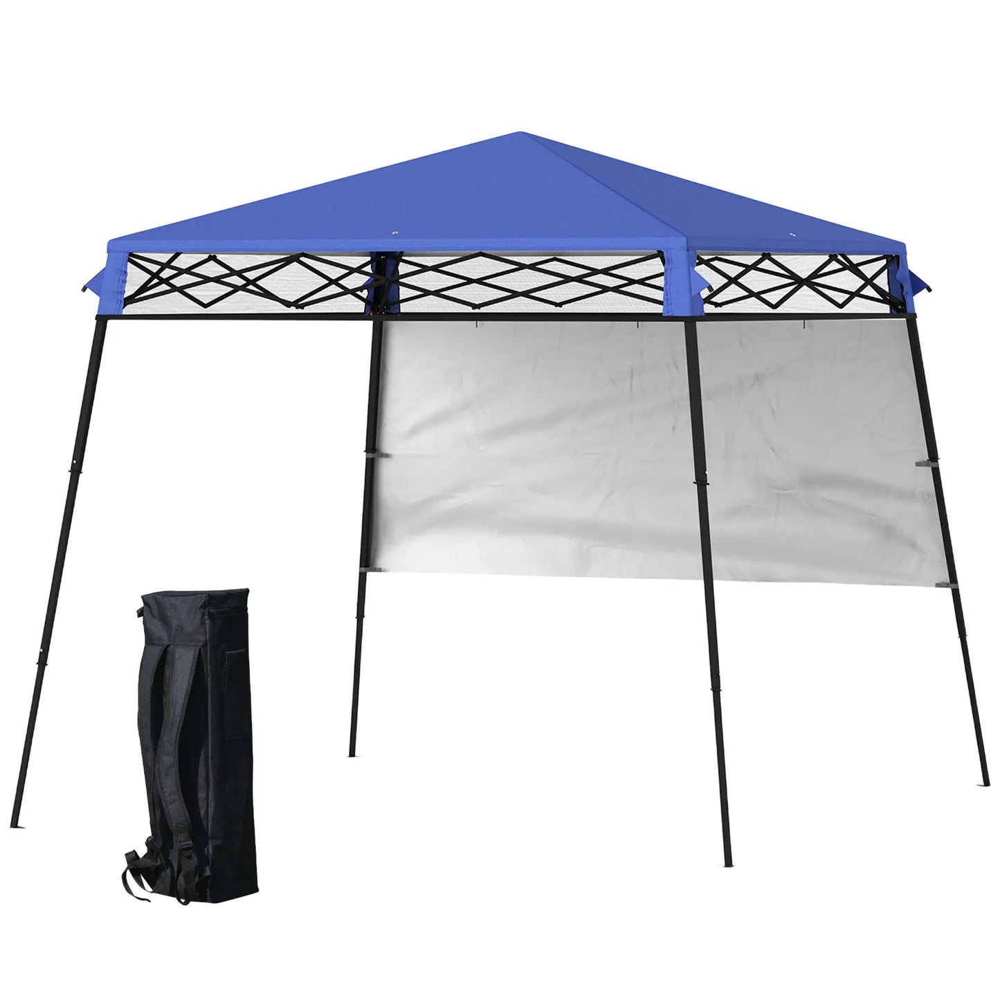 7' x 7' Foldable Pop Up Gazebo Tent, Adjustable Legs, Black, Blue Pop Up Canopies at Gallery Canada
