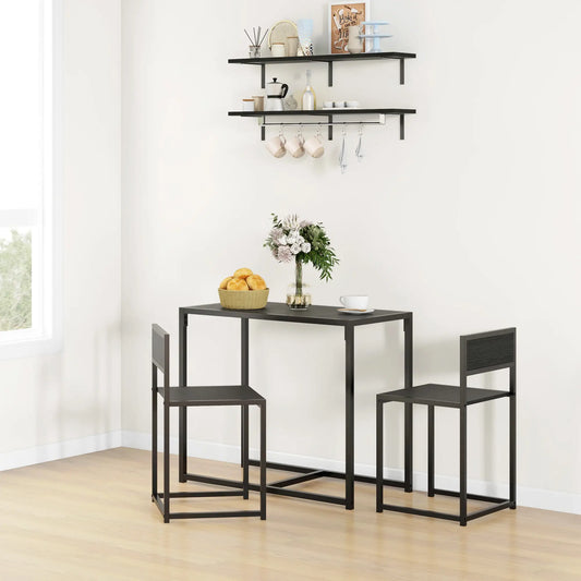 Industrial Dining Table Set for 2, Kitchen Table and Chairs, Small Space Bar Sets Black at Gallery Canada