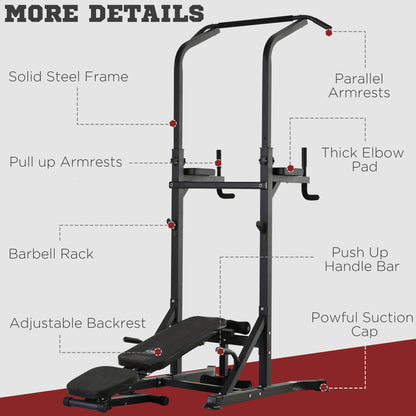 Foldable Power Tower Pull Up Dip Station with Adjustable Weight Bench for Home Gym Strength Training Fitness at Gallery Canada