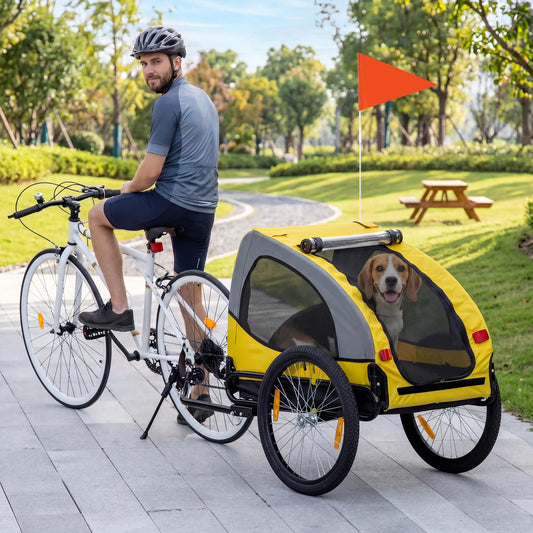 Dog Bike Trailer, Hitch Coupler, Quick Release Wheels, Medium, Yellow Dog Bike Trailers & Strollers Yellow at Gallery Canada