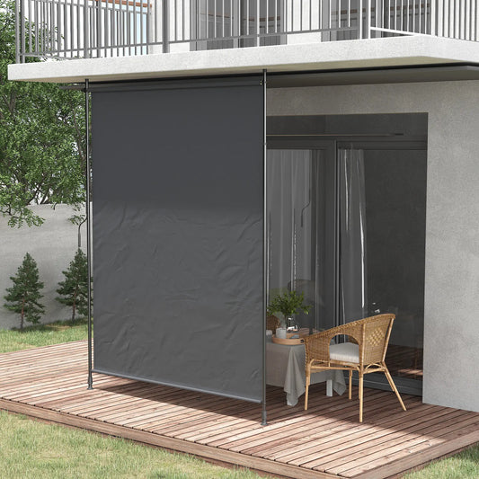 7' x 10' Retractable Patio Awning, Manual Outdoor Privacy Screen, UPF40+ Water-Resistant, Grey Retractable Side Awning Grey at Gallery Canada
