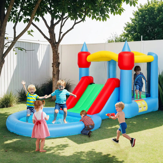 Inflatable Bounce House with Slide, Basketball, Ball Pit, 163" x 81" x 75" Inflatables Multi Colour at Gallery Canada