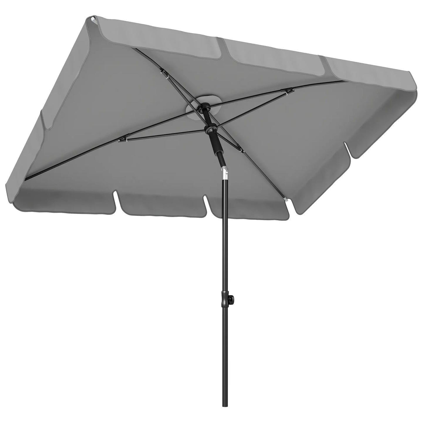 6' x 4' Grey Patio Umbrella, Tilt Crank, Rectangular Outdoor, Grey